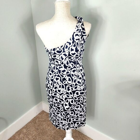 Jones NY Women’s Sleeveless One Shoulder Tie Side Zipper Closure Dress Size 6 - Picture 4 of 8